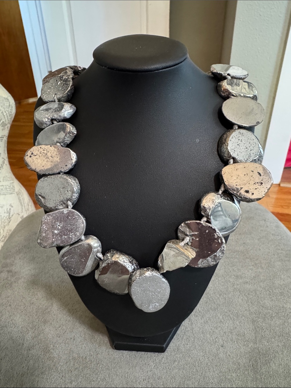 Vintage Lucas Lameth Brutalist Statement Necklace with Organic Stones